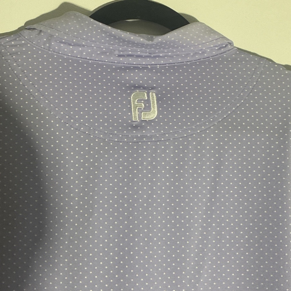 FootJoy Men's 2XL Blue Polka Dot Polo Shirt Performance Stretch Golf - Picture 6 of 7